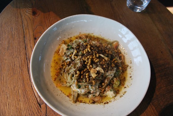 The crab spaghetti is proving the most popular dish at The Deck space at Ku De Ta Perth.