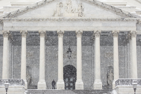 The US Capitol is blanketed by snow during the big freeze.