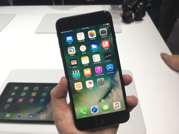 Apple has unveiled the iPhone 7 Plus, pictured, and the iPhone 7 at an event in California.