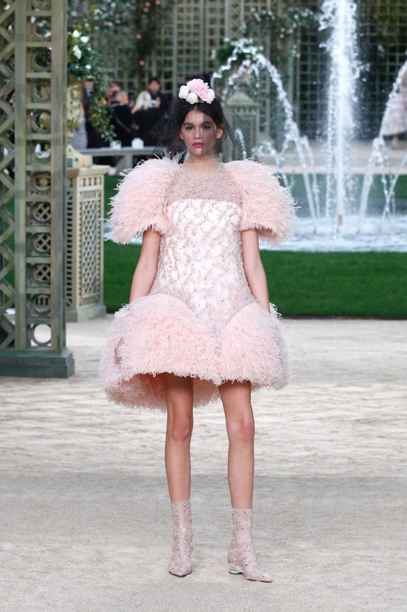 Model Kaia Gerber wears a creation for the Chanel Haute Couture Spring-Summer 2018 fashion collection.