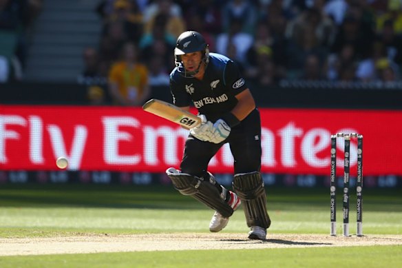 Ross Taylor, one of the few New Zealand batsman to score anything of substance, sets off for a run.