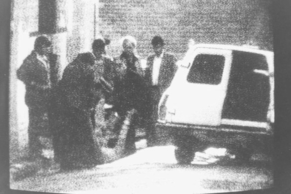 A screen grab shows police at scene of Warren Lanfranchi's death in Chippendale.