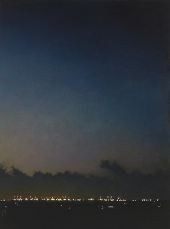 Jude Rae. Pre-dawn sky over Port Botany container terminaloil on linen. 200 x 150.4 cm