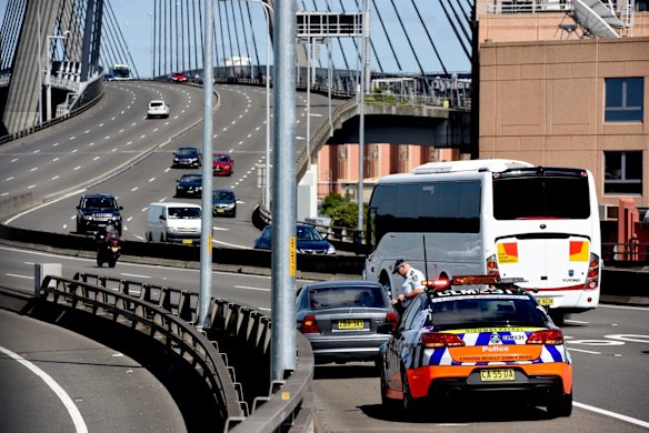 Police patroling the roads on New Year's Day including infringements and breathalising.
