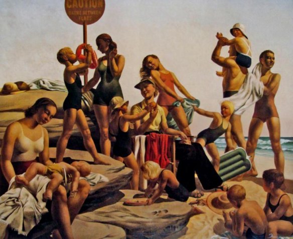 Freda Robertshaw's Australian Beach Scene (c. 1940)