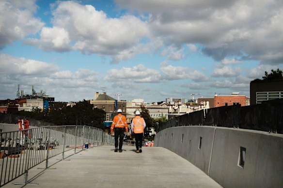 Sydney Yard Access Bridge is being constructed to facilitate the work on Central Station. 