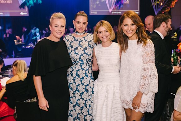 Samantha Armytage, Jesinta Franklin, Kellie Hish and Sally Obermeder at the Bazaar in Bloom charity dinner and auction organised by Harper's Bazaar for The Royal Hospital for Women Foundation at the Ivy Ballroom in 2017.