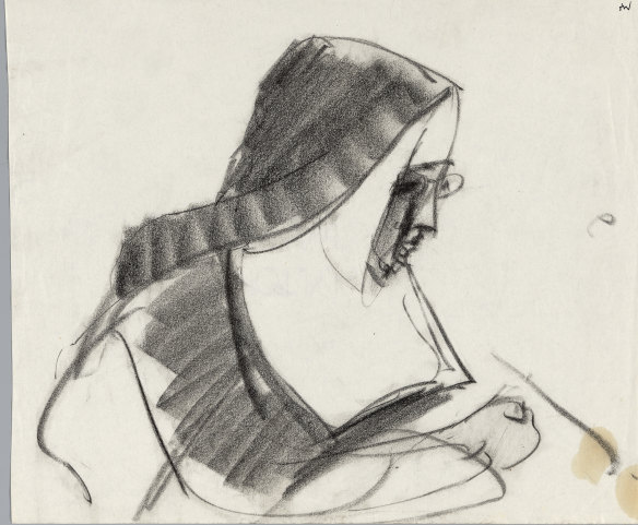 Fred Williams, Art student, Chelsea Polytechnic, 1952-1956, conté crayon. © Estate of Fred Williams.