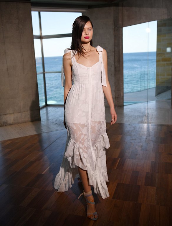 Models showcase Myer's spring collections at a private home in Coogee. 