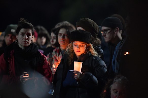 Thousand of people attend a candlelight vigil in solidarity for the Melbourne comedian Eurydice Dixon who was found dead at Princes Park in North Carlton last week. 