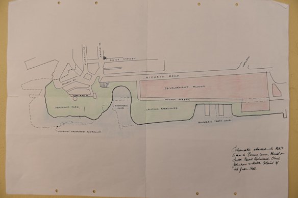Former Prime Minister Paul Keating's drawing of the Headland Park, Barangaroo.
