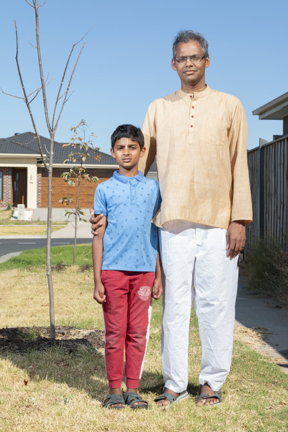 Vinu Shankar Ganesun, with son Anirudh, would like developers to be forced to plant trees on new properties.