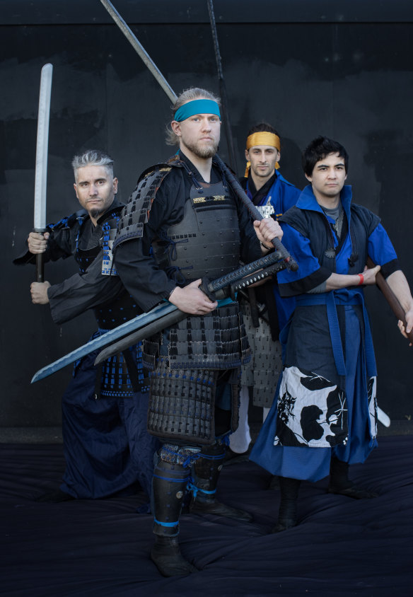 LARPers, from left, Jason Ball, Lance Miles, Tom Davidson and
Alfred Shum.