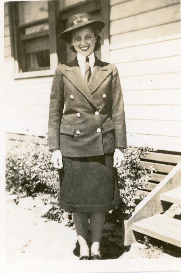 Gwenda Moulton outside the cottages at HMAS Harman.