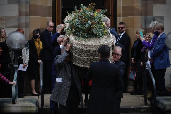 Mourners including ABC managing director David Anderson and former journalist Kerry O’Brien attended Caroline Jones’ funeral in North Sydney on Monday.