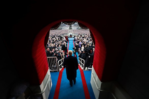 President-elect Donald Trump arrives on Capitol Hill in Washington.
