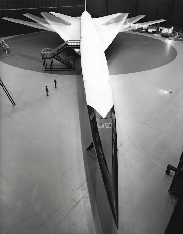 A full-scale mockup of the Boeing 2027.