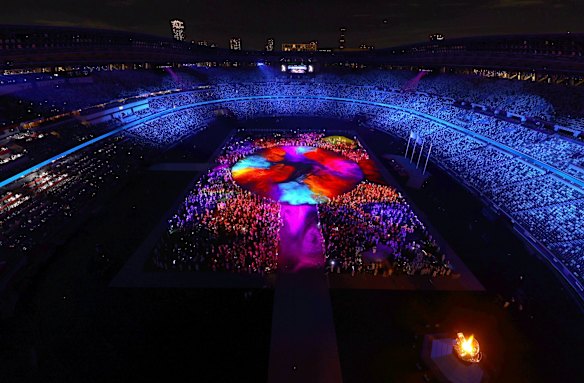 The Athletes of the competing nations enter the stadium during the Closing Ceremony of the Tokyo 2020 Olympic Games at Olympic Stadium in Tokyo, Japan. 