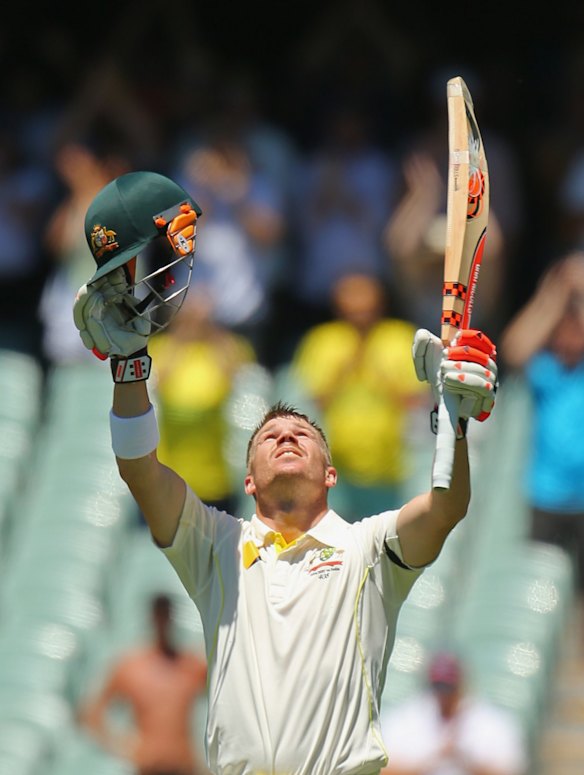 David Warner of making his century.