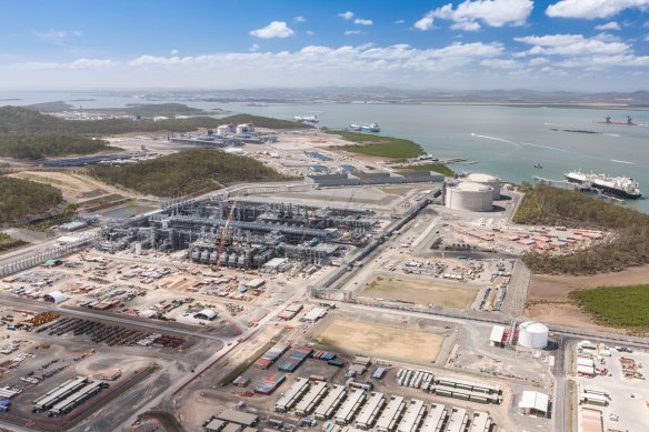 Aerial of the three major LNG projects in Gladstone, which are driving LNG exports.