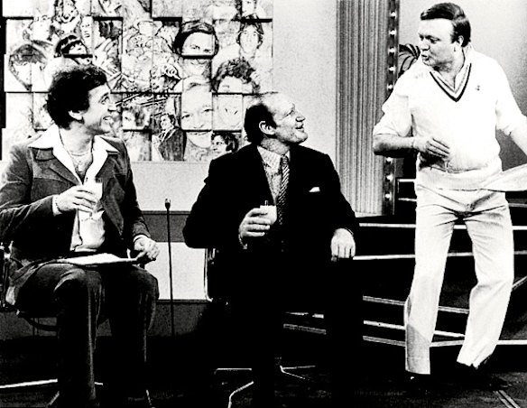 Don Lane with guest Kerry Packer and Bert Newton on the Don Lane Show.