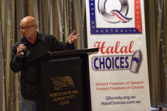 Angry Anderson acts as MC at a fundraiser for Kirralie Smith of the Australian Liberty Alliance.