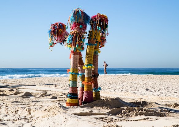 Merle Davis's work, 'Sea Enemies 5' at Sculpture by the Sea, on Tamarama Beach in Sydney. 