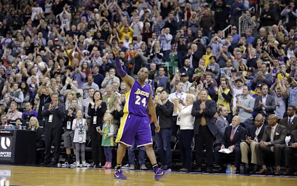 2016: Los Angeles Lakers forward Kobe Bryant waves as he walks off the court during the second half of an NBA basketball game in Salt Lake City.