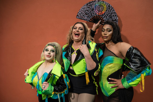 BABz World Tour starring RuPaul’s Drag Race Down Under Season 2 stars,  from left, Hannah Conda. Kween Kong and reigning winner Spankie Jackzon.