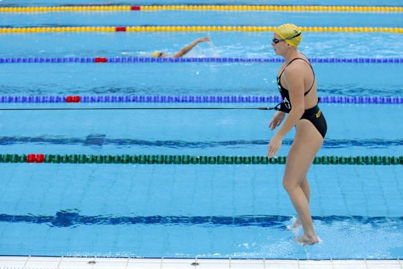 Leisel Jones trains with the Australian team in Beijing.