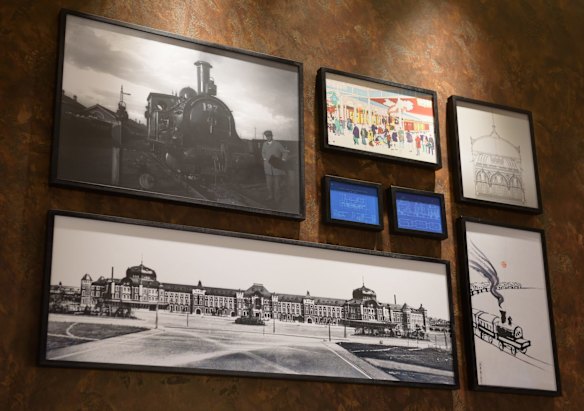 Pictures hang on the wall of the View Gold Lounge, operated by East Japan Railway Company and View Card, at Tokyo Station in Tokyo, Japan. Passengers on the GranClass can check into this lounge at Tokyo Station before boarding.