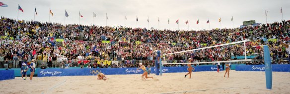 The unbridled emotion of Natalie Cook and Kerri Pottharst winning beach volleyball gold.