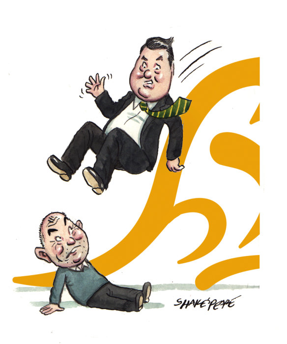 Slippery slope: Hamish McLennan and Eddie Jones.