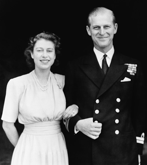 The official photograph of Princess Elizabeth and her fiance, Lieut. Philip Mountbatten in London, July 10, 1947. 