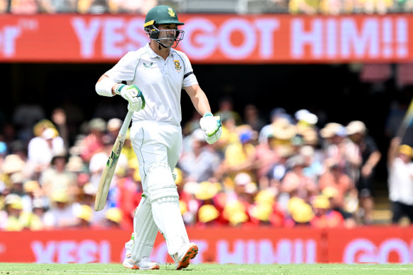 South Africa captain Dean Elgar even asked whether the Gabba pitch was unsafe, such was his concern with a deck later rated “below average” by match referee Richie Richardson. 