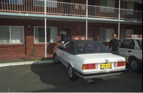 Brett Whiteley’s car outside the Thirroul hotel where he died on June 15, 1992.