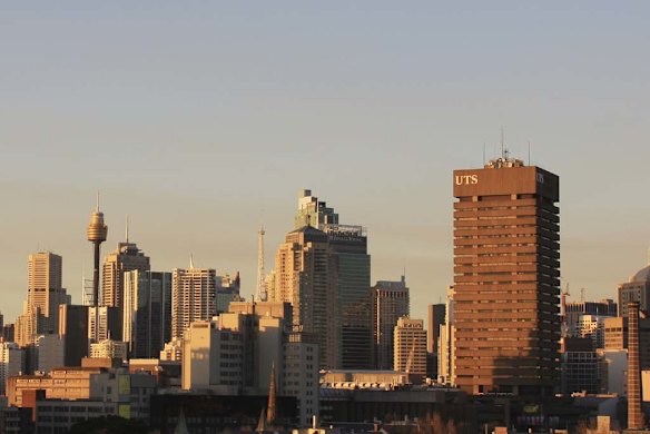 The UTS tower as it stands on the Sydney skyline.