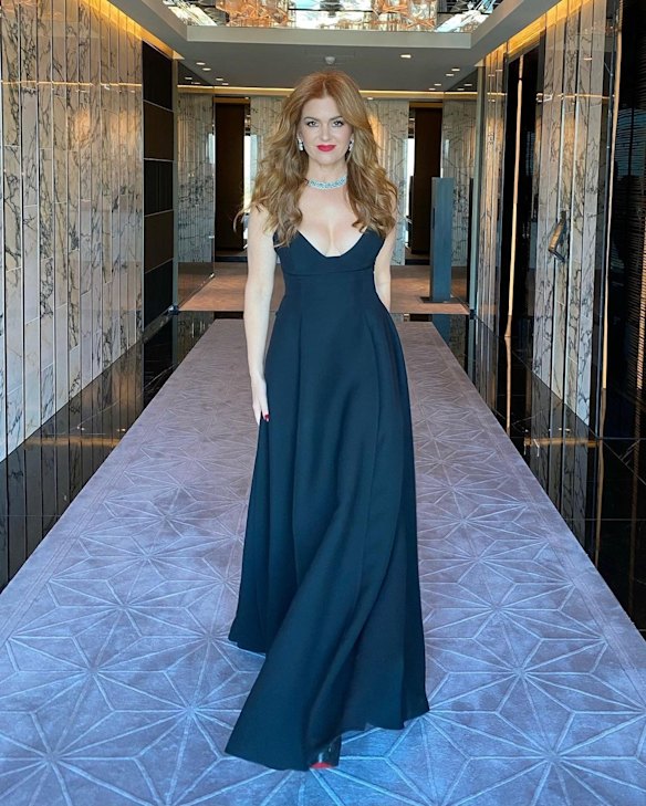 Isla Fisher wearing Dior in Sydney, ahead of the Oscars. 