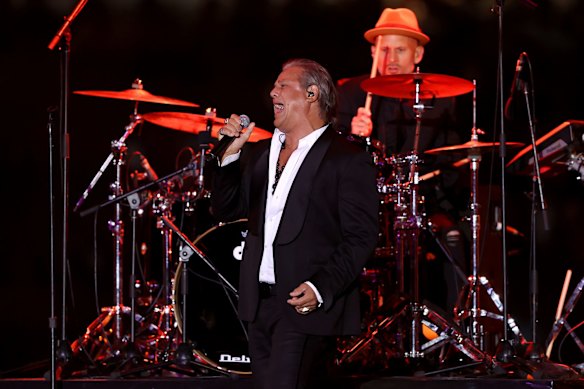 Noiseworks frontman Jon Stevens, who spent three years fronting INXS from 2000 to 2003, sang Never Tear Us Apart, which master of ceremonies Eddie McGuire said was among Warne’s favourite songs. Joined on stage by a band that helped light up the night, Stevens also belted out the Noiseworks hit Take Me Back.