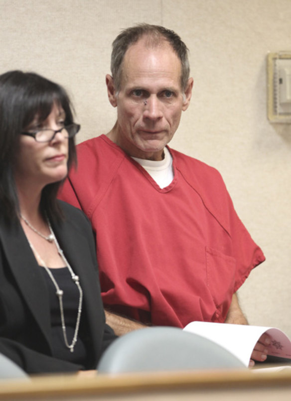 'Drugs have been my downfall' ... Phillip Garrido looks out at the courtroom during his arraignment on 28 felony counts stemming from the abduction of Jaycee Dugard in 1991, in the El Dorado Superior Court in Placerville, California.