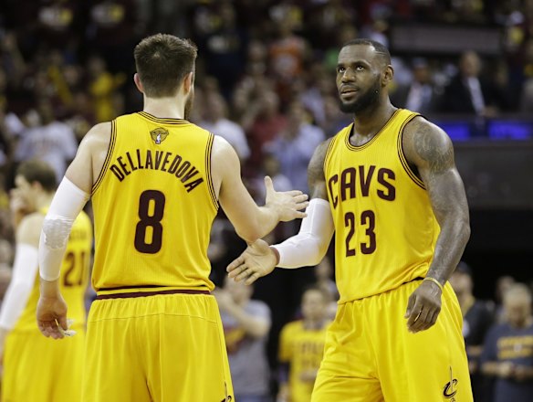 Matthew Dellavedova's game-three starring role: Dellavedova celebrates with LeBron James.