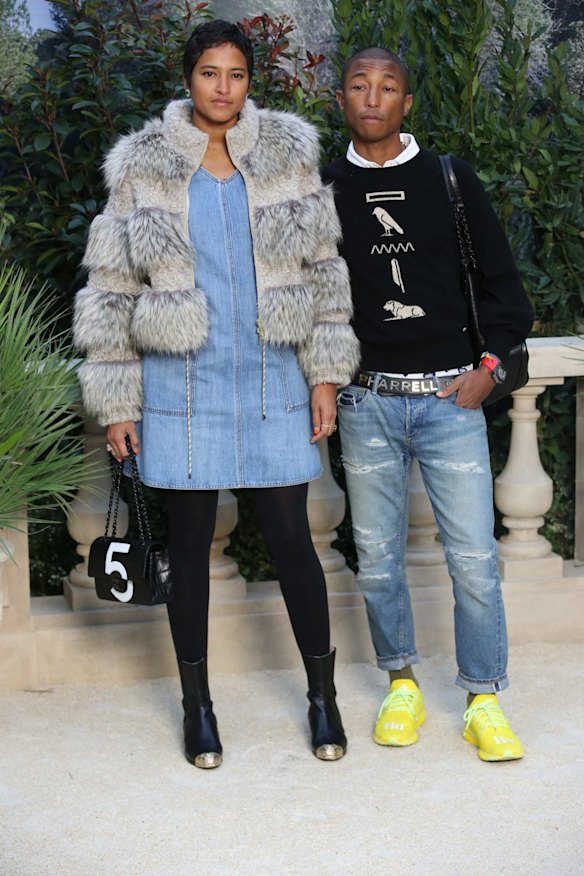 Pharrell Williams and his wife at the Chanel show as part of Paris Haute Couture Fashion Week Spring/Summer 2019-2020 in Paris, France. 