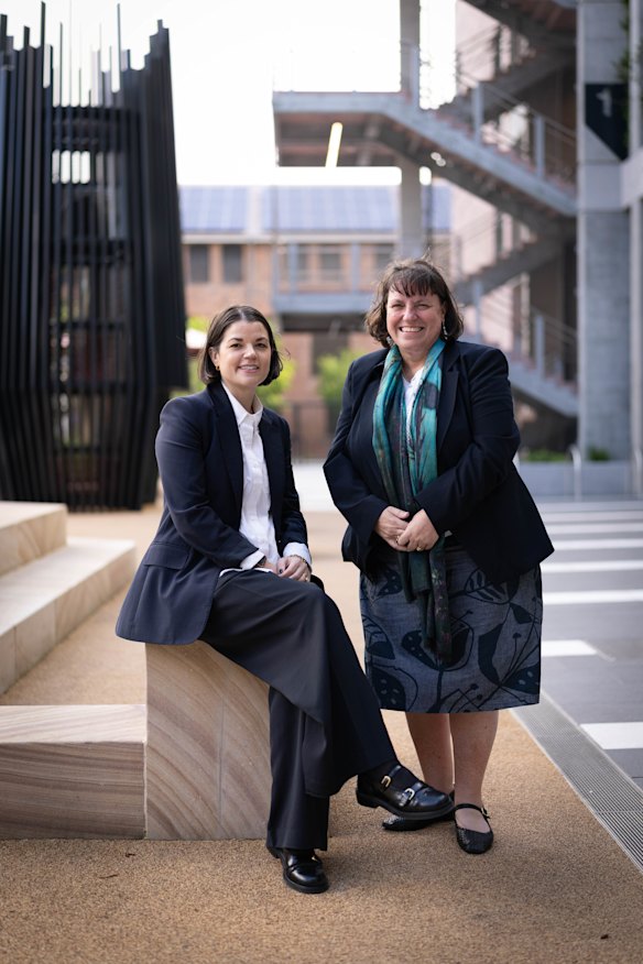 BVN co-chief executive Ali Bounds and Green Square Public School and Community Spaces foundation principal Nicole Molloy in the award-winning campus. 