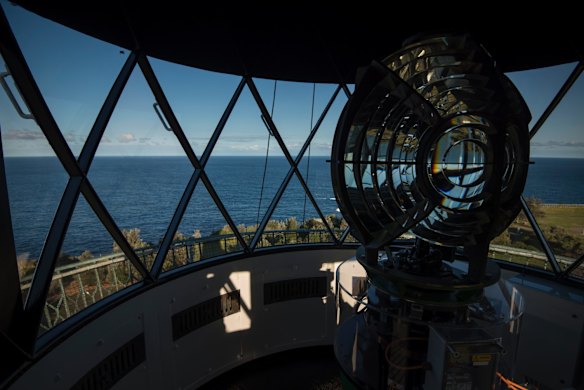 The massive torch inside the lighthouse which can be seen up to 25 nautical miles away.