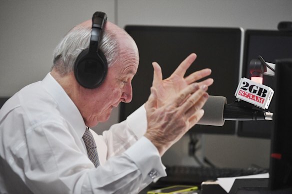 Alan Jones on air on a Tuesday morning in 2019.