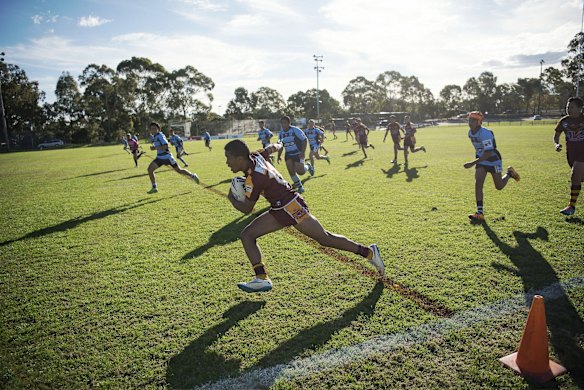 A break down the sideline as Cabramatta gives chase.