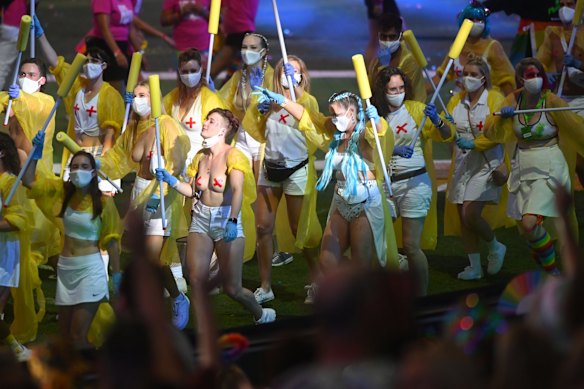 Possibly not medical professionals make their way around the stadium.