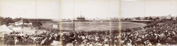 A snapshot of Australia's opening innings at the SCG in the first Test against England in the 1894/95 series.