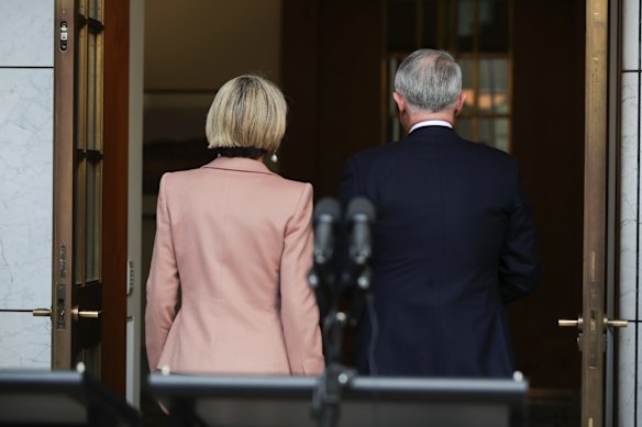 Joint press conference with Prime Minister Malcolm Turnbull and Foreign Affairs Minister Julie Bishop after the Liberal leadership spill, at Parliament House in Canberra.