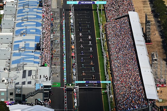 A general view over the grid during the F1 Grand Prix of Australia at Melbourne Grand Prix Circuit.